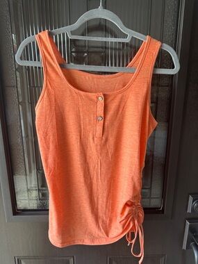 Women’s Orange Ruched Tank Top - Lightweight Summer Layer